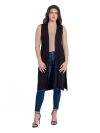 24seven Comfort Apparel Sleeveless Long Cardigan Vest With Side Slit