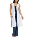 24seven Comfort Apparel Sleeveless Long With Side Slit Cardigan Vest In White