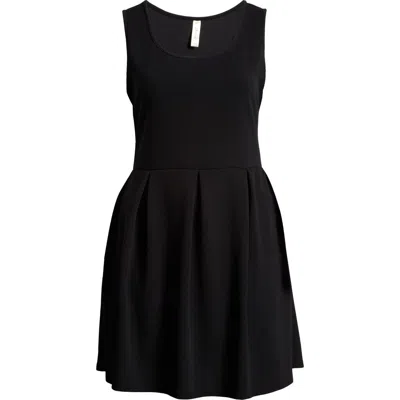 24seven Comfort Apparel Sleeveless Stretch Fit & Flare Minidress In Black