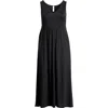 24seven Comfort Apparel V-neck Sleeveless Maxi Dress With Belt In Black