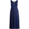 24seven Comfort Apparel Sleeveless Stretch Maxi Dress In Navy