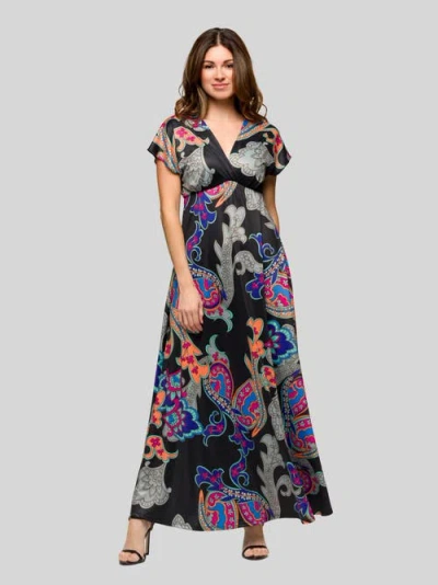 24seven Comfort Apparel Sleeveless V-neck Maxi Dress With Pocket Detail In Black