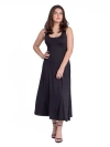 24seven Comfort Apparel Petite Slim Fit A-line Sleeveless Maxi Dress In Black