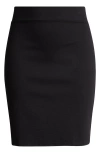 24seven Comfort Apparel Solid Color Elastic Waist Stretch Skirt In Black