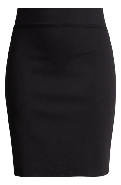 24seven Comfort Apparel Solid Color Elastic Waist Stretch Skirt In Black