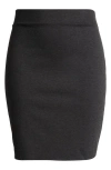 24seven Comfort Apparel Solid Color Elastic Waist Stretch Skirt In Charcoal