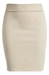 24seven Comfort Apparel Solid Color Elastic Waist Stretch Skirt In Mocha