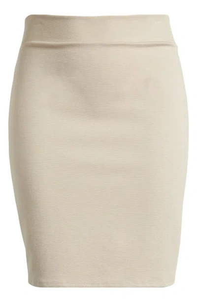 24seven Comfort Apparel Solid Color Elastic Waist Stretch Skirt In Mocha