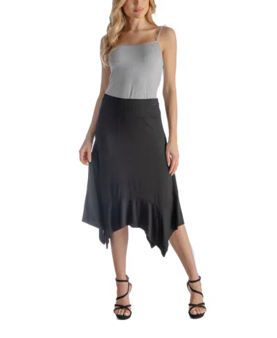 24seven Comfort Apparel Plus Size Knee Length Elastic Waist Skirt In Black