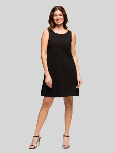 24seven Comfort Apparel Solid Color Sleeveless Mini Shift Dress In Black