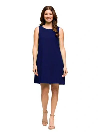 24seven Comfort Apparel Solid Color Sleeveless Mini Shift Dress