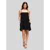 24seven Comfort Apparel Square Neck Spaghetti Strap Smocked Pocket Mini Dress In Black