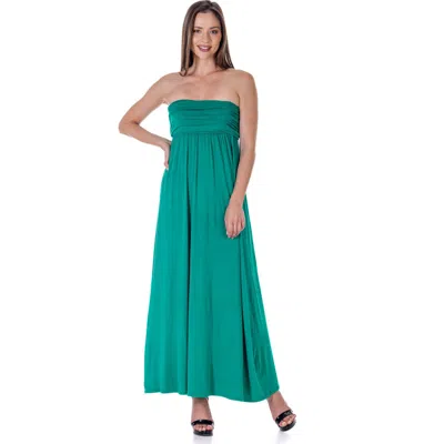 24seven Comfort Apparel Strapless Empire Waist Maxi Dress In Green