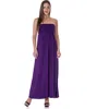 24seven Comfort Apparel Strapless Empire Waist Maxi Dress In Purple