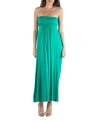 24seven Comfort Apparel Strapless Empire Waist Maxi Dress In Green