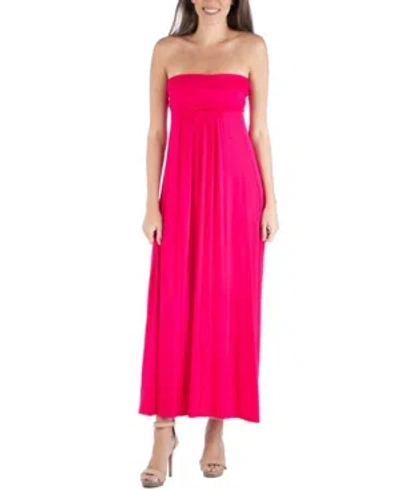 24SEVEN COMFORT APPAREL STRAPLESS EMPIRE WAIST MAXI DRESS