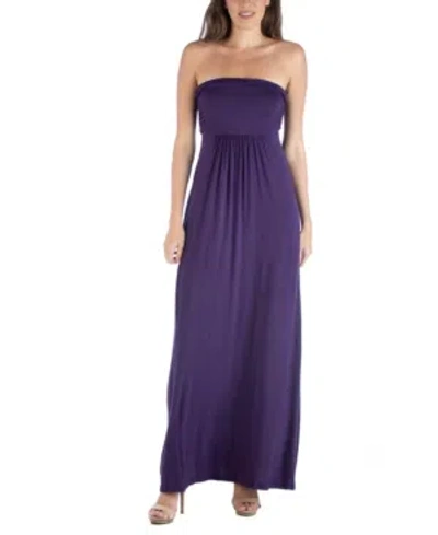 24SEVEN COMFORT APPAREL STRAPLESS EMPIRE WAIST MAXI DRESS