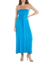 24seven Comfort Apparel Strapless Empire Waist Maxi Dress In Sapphire