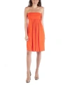 24seven Comfort Apparel Strapless Empire Waist Mini Dress In Orange