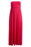 24seven Comfort Apparel Strapless Maxi Dress In Pink