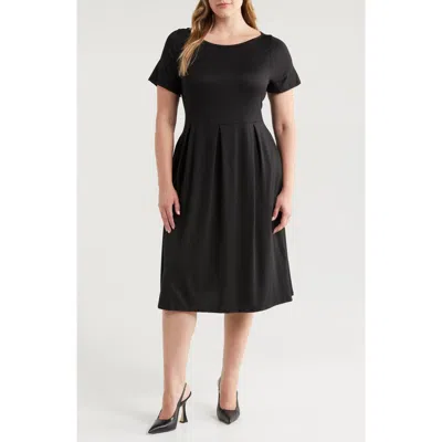 24seven Comfort Apparel Stretch A-line Midi Dress In Black