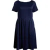 24seven Comfort Apparel Stretch A-line Midi Dress In Navy