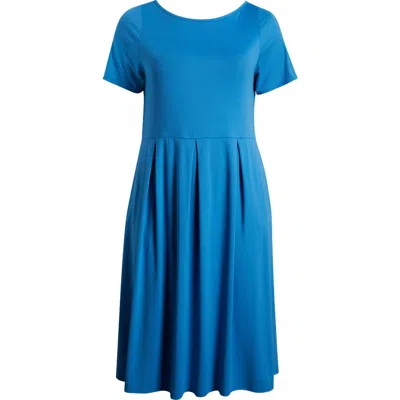 24seven Comfort Apparel Stretch A-line Midi Dress In Turquoise