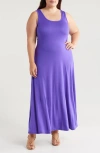 24seven Comfort Apparel Stretch A-line Tank Dress In Lilac