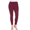24seven Comfort Apparel Stretch Ankle Length Leggings In Burgundy