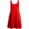 24seven Comfort Apparel Stretch Fit & Flare Dress In Orange