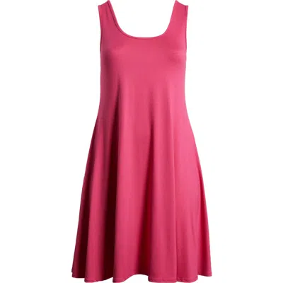 24seven Comfort Apparel Stretch Fit & Flare Dress In Pink