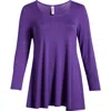 24seven Comfort Apparel Women's Plus Size Poised Swing Tunic Top In Amethyst