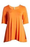 24seven Comfort Apparel Swing Asymmetric Hem Tunic Top In Carrot