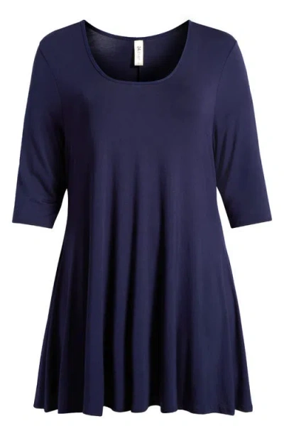 24SEVEN COMFORT APPAREL 24SEVEN COMFORT APPAREL SWING ASYMMETRIC HEM TUNIC TOP