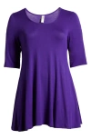 24SEVEN COMFORT APPAREL 24SEVEN COMFORT APPAREL SWING ASYMMETRIC HEM TUNIC TOP