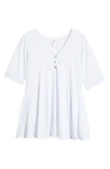 24seven Comfort Apparel Three-button Tunic In White