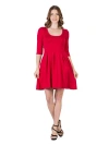 24seven Comfort Apparel Three Quarter Sleeve Fit And Flare Mini Dress In Red