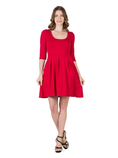 24SEVEN COMFORT APPAREL 24SEVEN COMFORT APPAREL THREE QUARTER SLEEVE FIT AND FLARE MINI DRESS