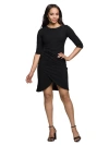 24seven Comfort Apparel Three Quarter Sleeve Ruched Tulip Hem Mini Dress In Black