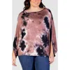 24seven Comfort Apparel Tie Dye Print Relaxed Top In Brown Multi