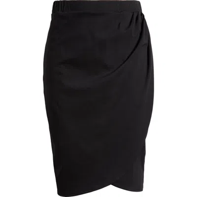 24seven Comfort Apparel Tulip Hem Wrap Skirt In Black