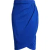 24seven Comfort Apparel Tulip Hem Wrap Skirt In Royal