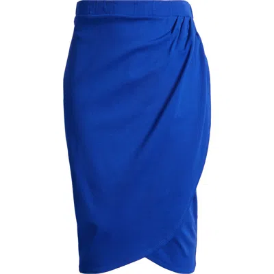 24seven Comfort Apparel Tulip Hem Wrap Skirt In Royal