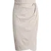 24seven Comfort Apparel Tulip Hem Wrap Skirt In Taupe