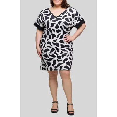 24SEVEN COMFORT APPAREL 24SEVEN COMFORT APPAREL TWO-TONE V-NECK T-SHIRT DRESS