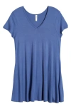 24seven Comfort Apparel V-neck Jersey Swing Top In Blue