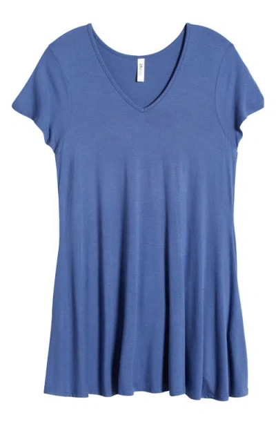 24seven Comfort Apparel V-neck Jersey Swing Top In Blue