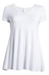 24seven Comfort Apparel Short Sleeve Loose Fit Tunic Top With V-neck In White