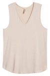 24seven Comfort Apparel V-neck Jersey Tank In Beige