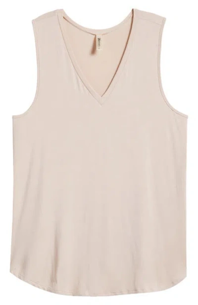24seven Comfort Apparel V-neck Jersey Tank In Beige